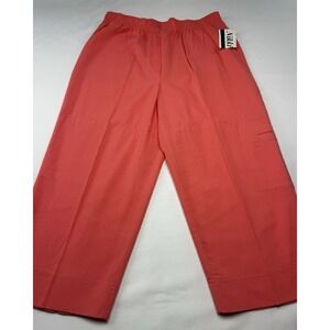 Nikki Womens Capri Pants Size 14 Coral Elastic Waist Textured NWT